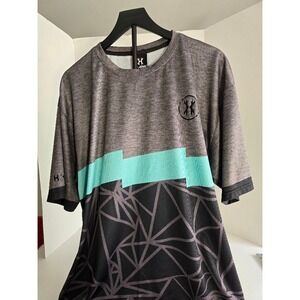 HK ARMY‎ Mens 3X Large Graphic T Shirt Short Sleeve Aqua Geometric Print